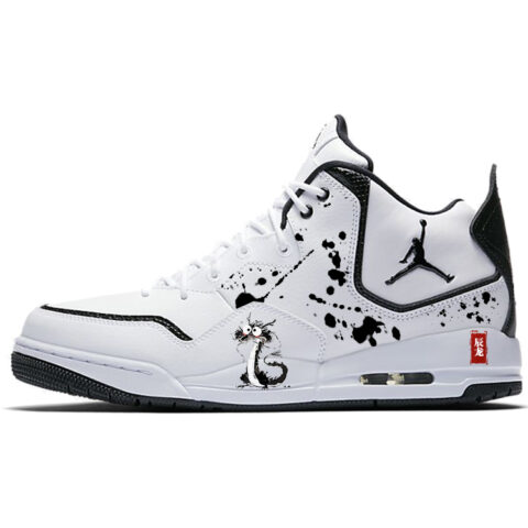 Jordan Courtside 23 Cushioning Slip Resistant Abrasion Resistant Mid top Vintage Basketball Shoes Men’s White Black