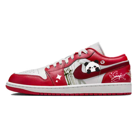Jordan Air Jordan 1 Cushioning, Wear Resistant Low top Vintage Basketball Shoes Unisex White Red