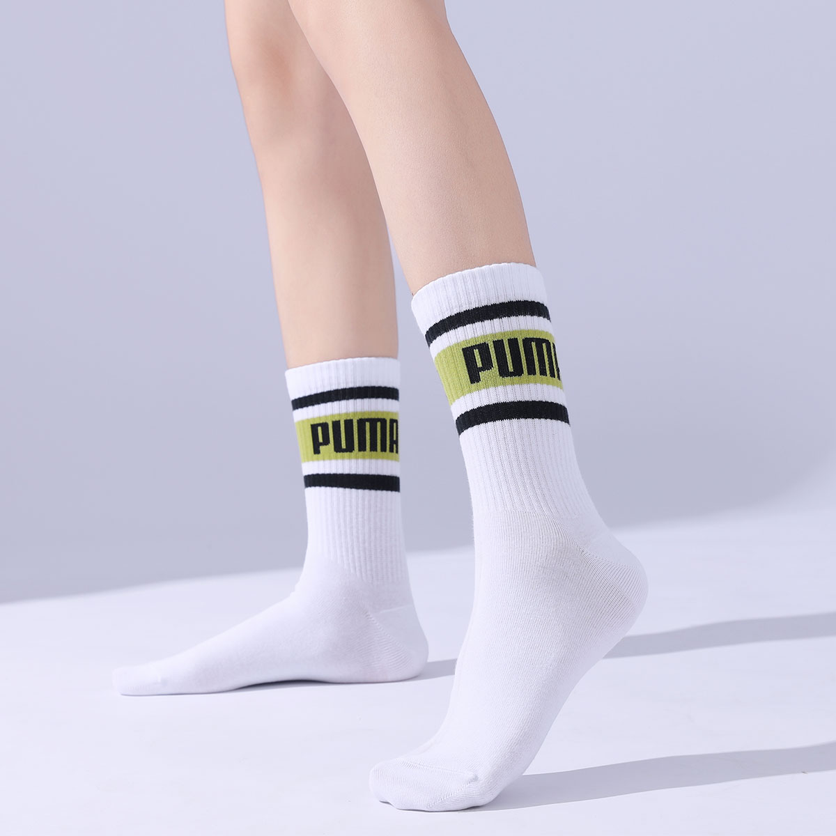 PUMA Knee High Socks Unisex White Verdant Green
