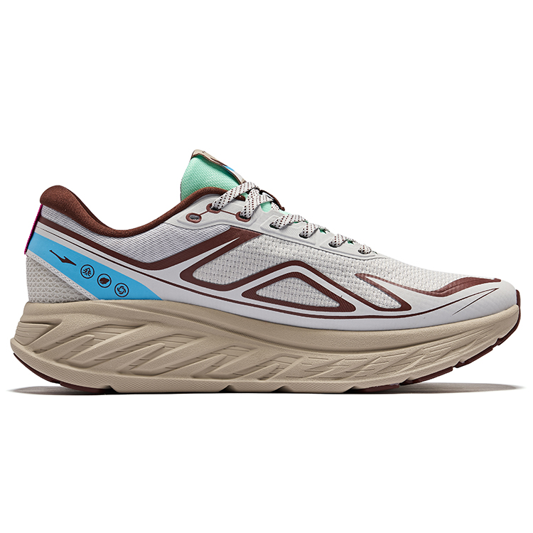 Erke Rebound Lightweight Low top Qidan Technology Running Shoes Men’s Cloud Mist Gray Cyan Willow Color
