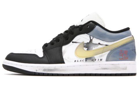 Jordan Air Jordan 1 Low Abrasion Resistant Breathable Low top Vintage Basketball Shoes Men’s Black White Blue