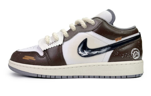 Jordan Air Jordan 1 Linden Slip Resistant Abrasion Resistant Low top Vintage Basketball Shoes GS White Brown