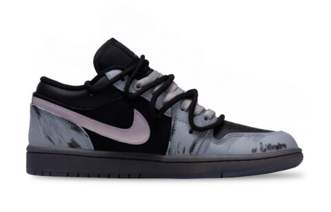 Jordan Air Jordan 1 Decaying Love Letter Abrasion Resistant Low top Vintage Basketball Shoes Unisex Gray Black