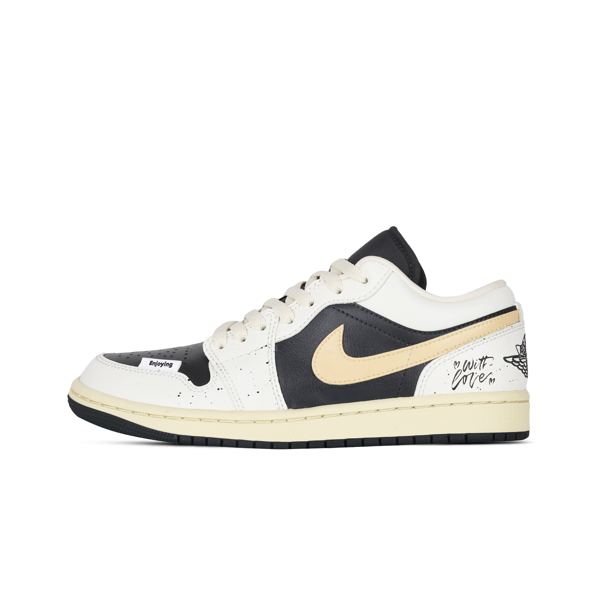 Jordan Air Jordan 1 Firefly Slip Resistant Abrasion Resistant Low top Vintage Basketball Shoes Women’s Black White
