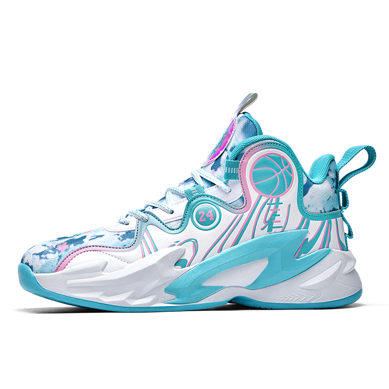 BIANSULONG Slip Resistant Abrasion Resistant Support High top Basketball Shoes Unisex White Moon