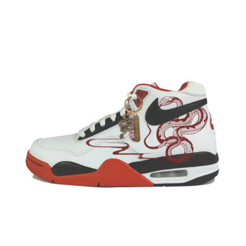Nike Flight Legacy Synthetic Leather Cushioning Mid top Vintage Basketball Shoes Unisex Red White