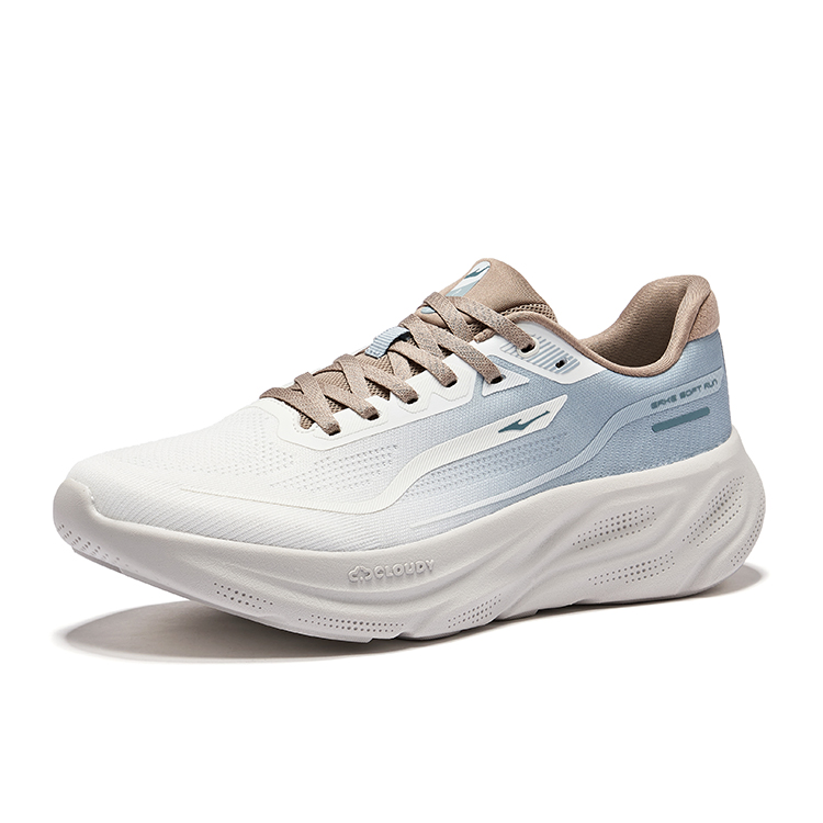 Erke Breathable Rebound Slip Resistant Low top Casual Running Shoes Men’s Microcrystal White Rain Blue Taupe