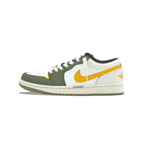 Jordan Air Jordan 1 Vintage Basketball Shoes Men’s Low Top Olive Green, Beige, Yellow