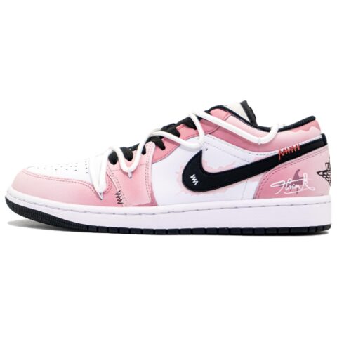 Jordan Air Jordan 1 Slip Resistant Abrasion Resistant Low top Vintage Basketball Shoes Men’s Pink