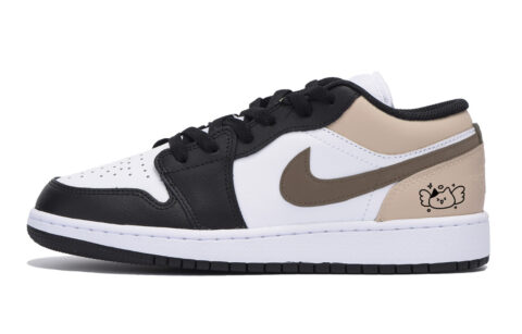Jordan Air Jordan 1 Puppy Fragment Slip Resistant Abrasion Resistant Low top Vintage Basketball Shoes Men’s Black Brown