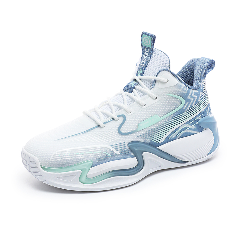 JSWEI Cushioning Slip Resistant Low top Basketball Shoes Men’s White Gray Blue
