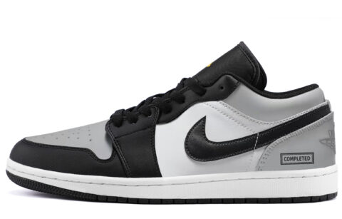 Jordan 1 Abrasion Resistant Low top Vintage Basketball Shoes Unisex Black Gray
