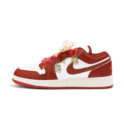 Jordan Air Jordan 1 Abrasion Resistant Slip Resistant Low top Vintage Basketball Shoes Women’s Red