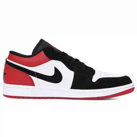 Jordan Air Jordan 1 Comfortable Low top Vintage Basketball Shoes Unisex Black Red