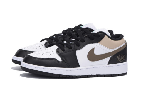 Jordan Air Jordan 1 Abrasion Resistant Slip Resistant Low top Vintage Basketball Shoes Men’s Black Brown