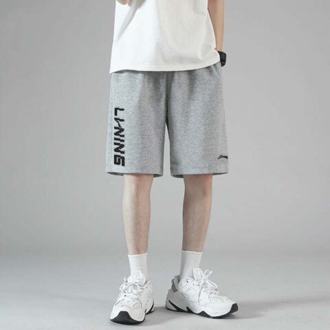 Li Ning Table Tennis Collection Casual Sportswear Men’s White Short Sleeved Shirt+Gray Shorts