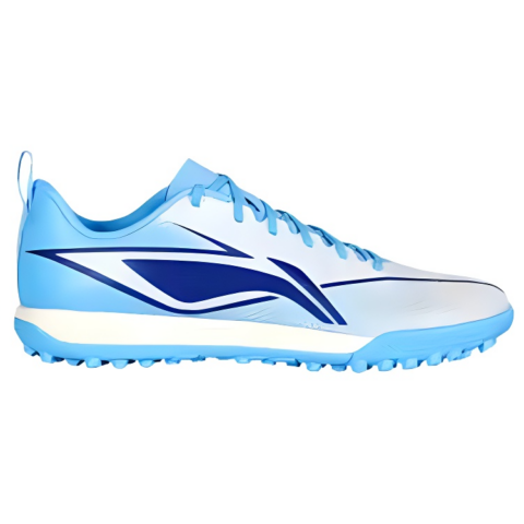 Li Ning Artificial Turf Cushioning Slip Resistant Abrasion Resistant Soccer Shoes Men’s Fluorescent Sky Blue