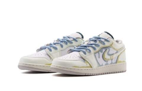 Jordan Air Jordan 1 Leather Cushioning, Wear Resistant Low top Vintage Basketball Shoes Unisex Diamond Heather White