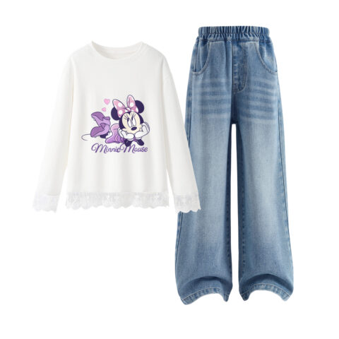 Daisy White+Solid Color Denim Light Blue