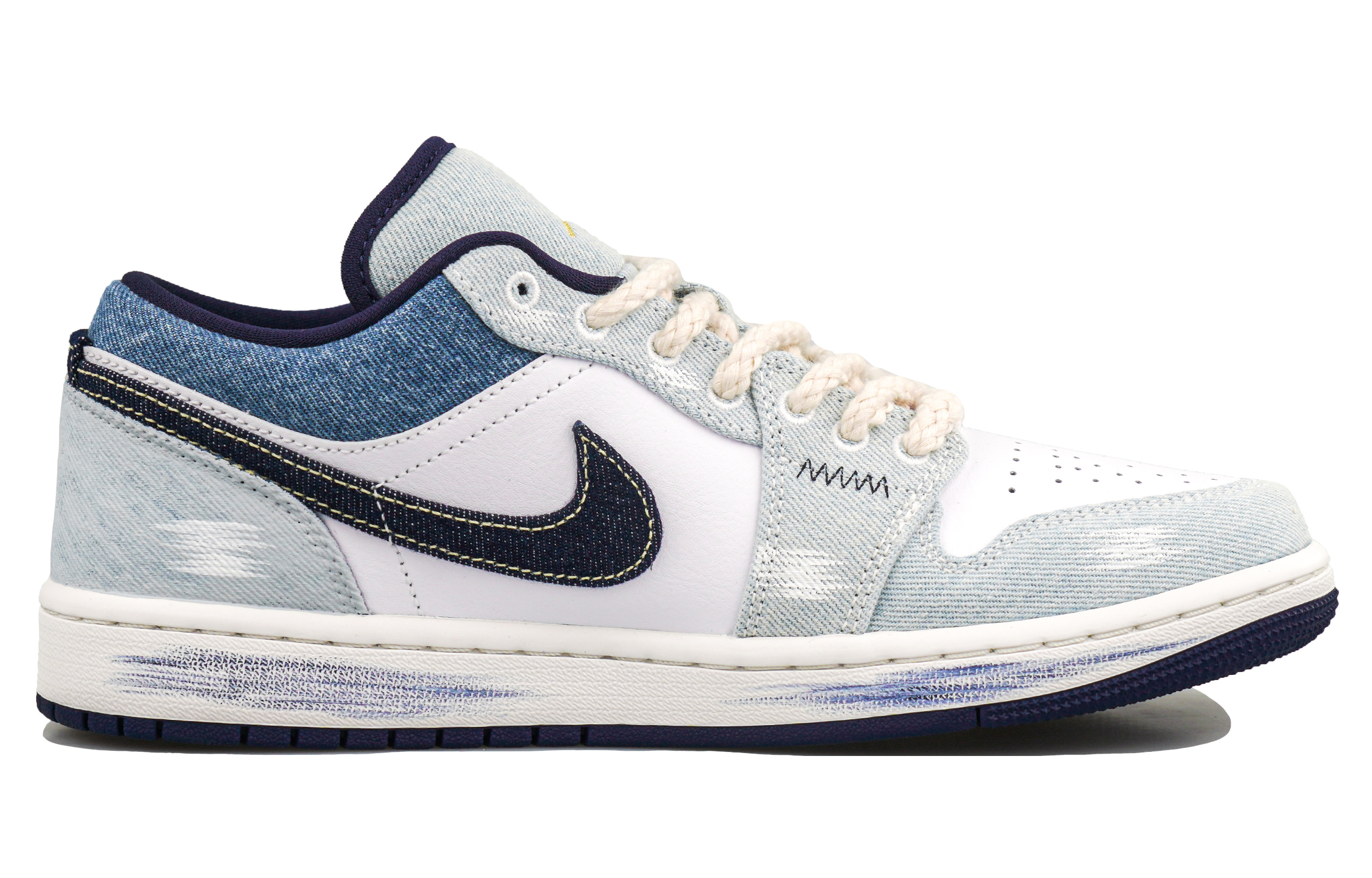 Jordan Air Jordan 1 RISK Xingji Denim Abrasion Resistant Low top Vintage Basketball Shoes Men’s White Blue