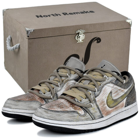 Jordan Air Jordan 1 Abrasion Resistant Low top Vintage Basketball Shoes Women’s Brown Yellow