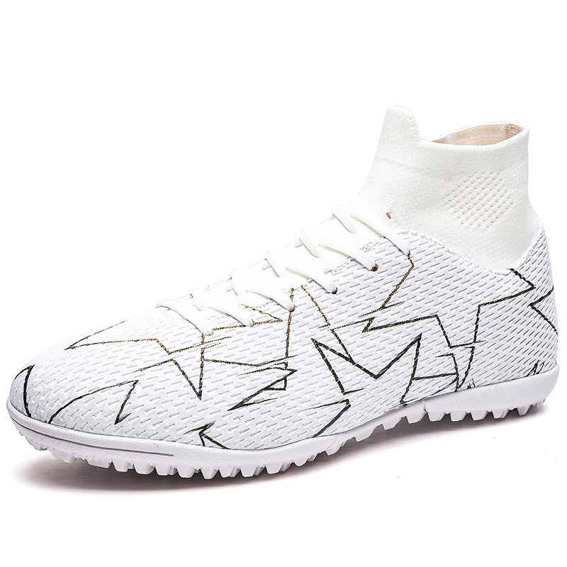 TONYBEAR Soccer Shoes Unisex Mid Top White/Black/Blue