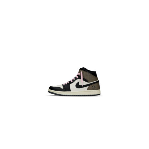 Jordan Air Jordan 1 Slip Resistant Abrasion Resistant Mid top Vintage Basketball Shoes Unisex Black Brown