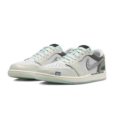 Jordan Air Jordan 1 Low top Vintage Basketball Shoes Unisex Beige White Green