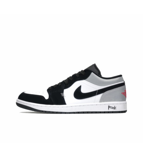 Jordan Air Jordan 1 Cushioning, Wear Resistant Low top Vintage Basketball Shoes Men's Black White