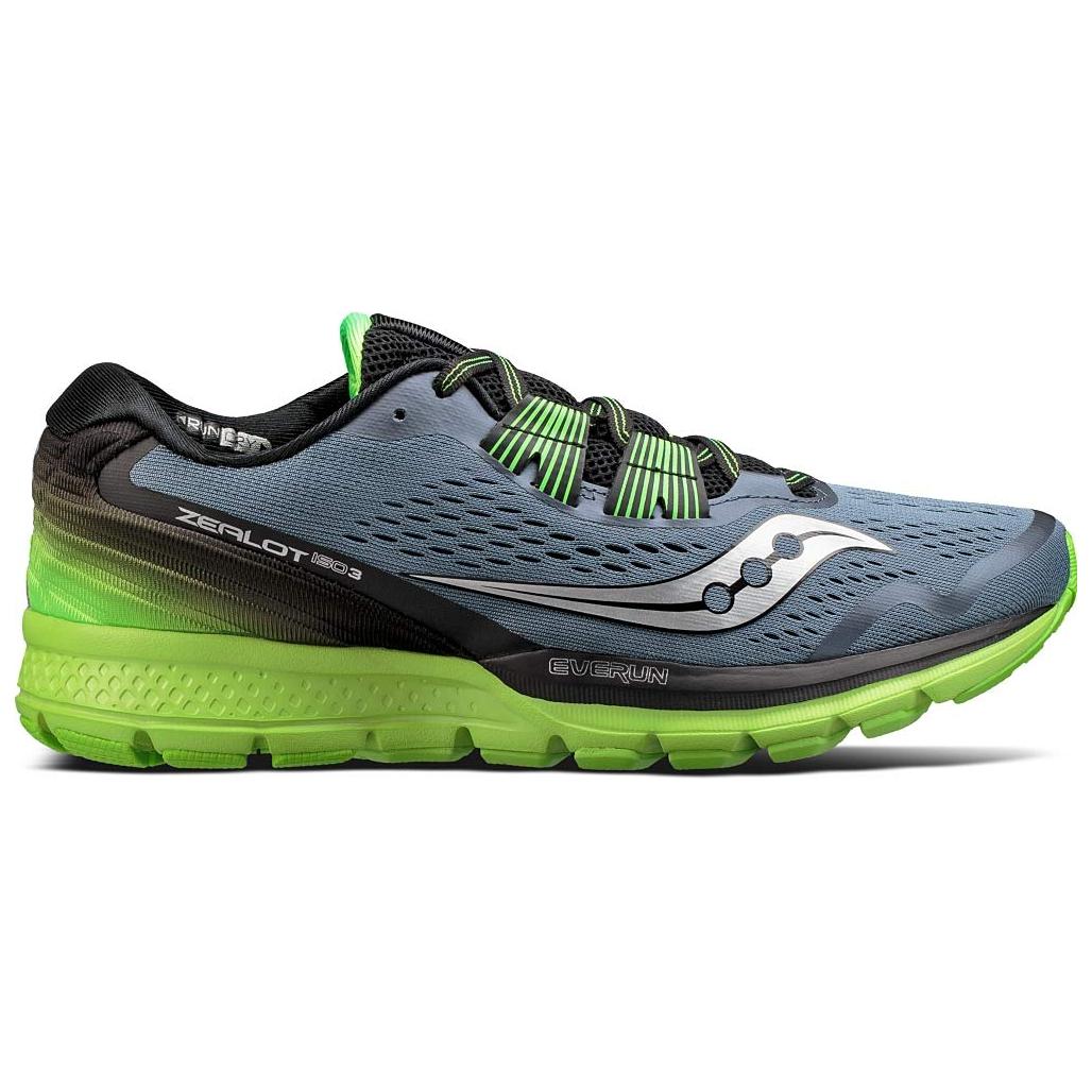 Saucony Zealot Iso 3 Cushioning Slip Resistant Low top Running Shoes Men’s Gray Black Green