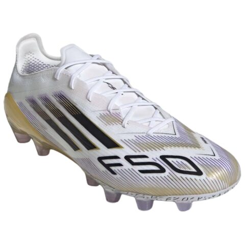 Adidas F50 ELITE Comfortable And Lightweight HG Hard Ground Abrasion Resistant Soccer Shoes Unisex White Black
