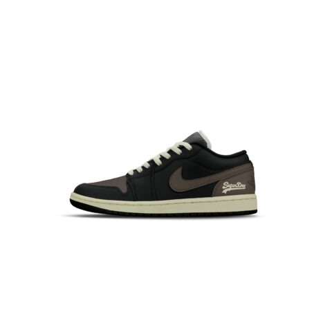 Jordan Air Jordan 1 Abrasion Resistant Low top Vintage Basketball Shoes Unisex Black Brown