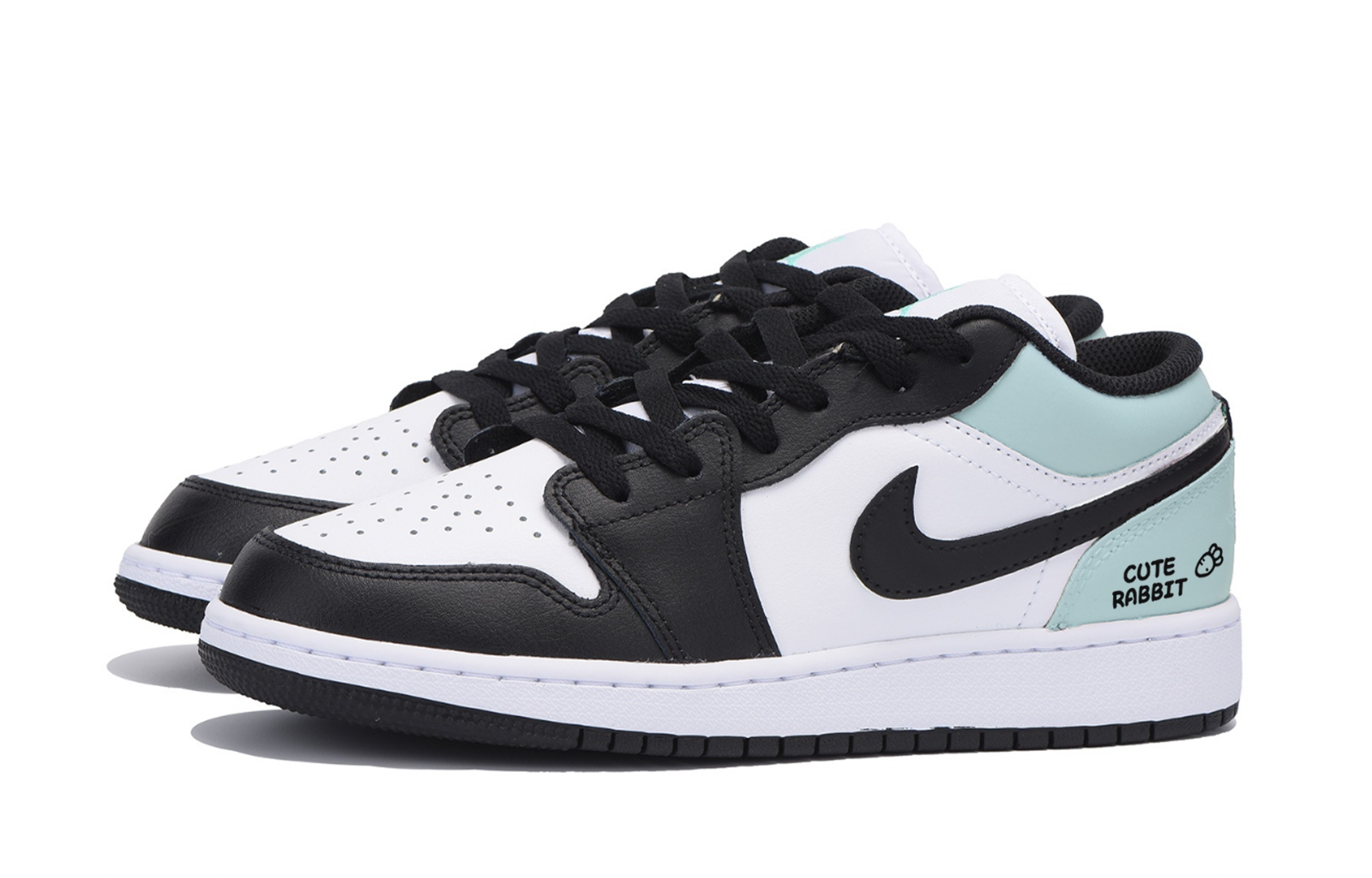 Jordan Air Jordan 1 Singing At Dusk Milk Green Abrasion Resistant Low top Vintage Basketball Shoes Men’s Black White