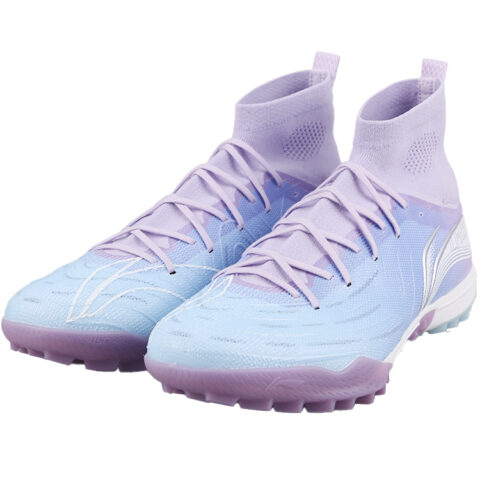 Li Ning TF Turf Artificial Turf Cushioning Slip Resistant Soccer Shoes Men’s Blue Purple