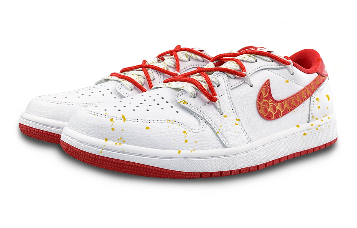 Jordan 1 Breathable Low top Vintage Unisex White Pink