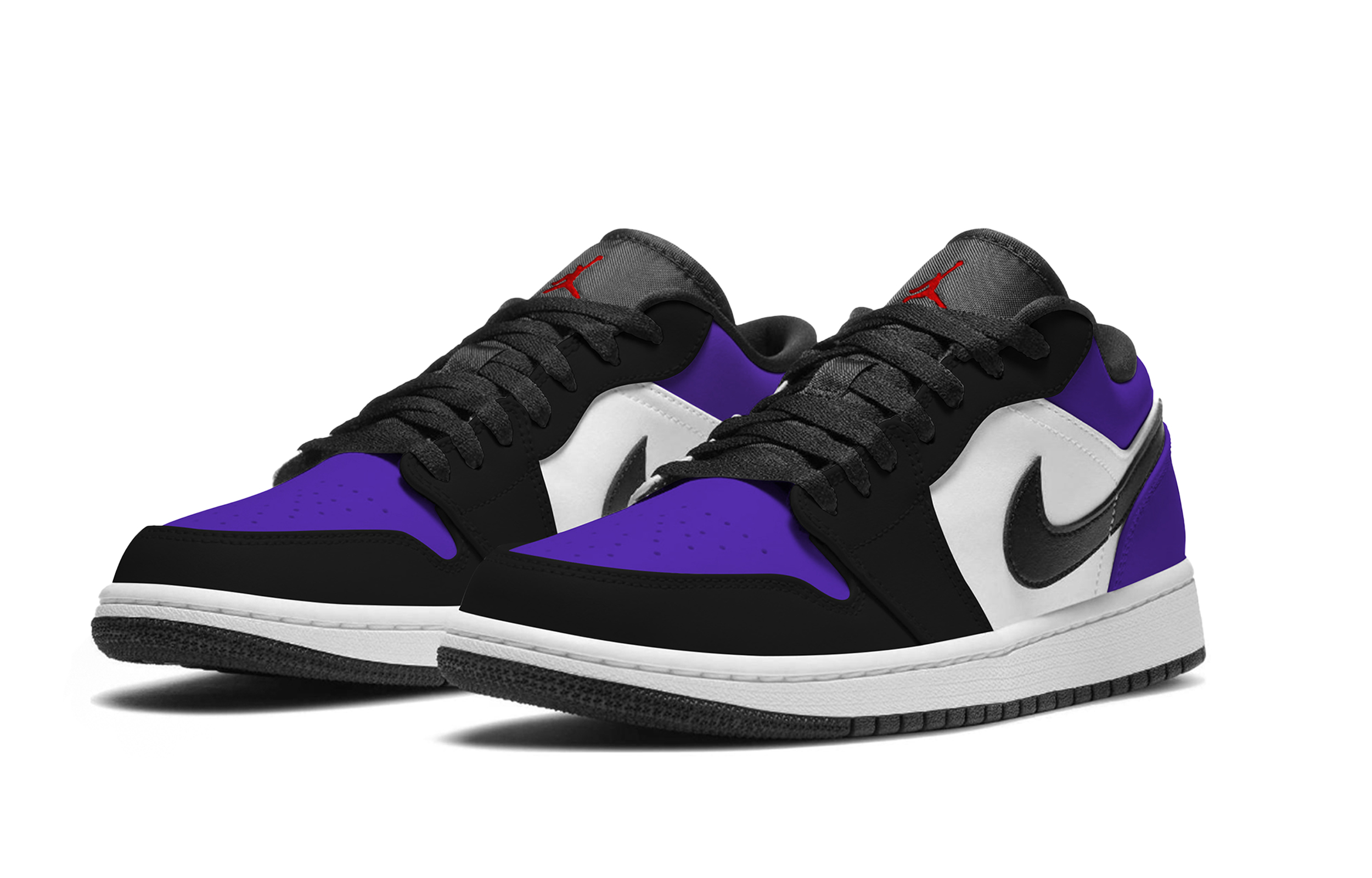 Jordan Air Jordan 1 Sports Low top Vintage Basketball Shoes Unisex Black Purple