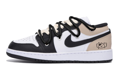 Jordan Air Jordan 1 Puppy Fragment Slip Resistant Abrasion Resistant Low top Vintage Basketball Shoes Men's Black Brown