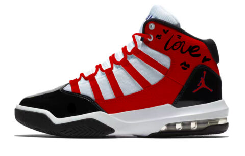 Jordan Max Aura Cushioning Slip Resistant Abrasion Resistant High top Basketball Shoes Unisex Black Red