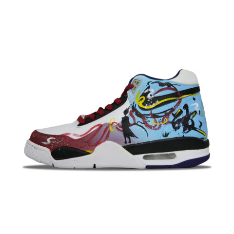 Nike Flight Legacy Ne Zha Conquers The Sea Abrasion Resistant Mid top Vintage Basketball Shoes Men’s White Blue