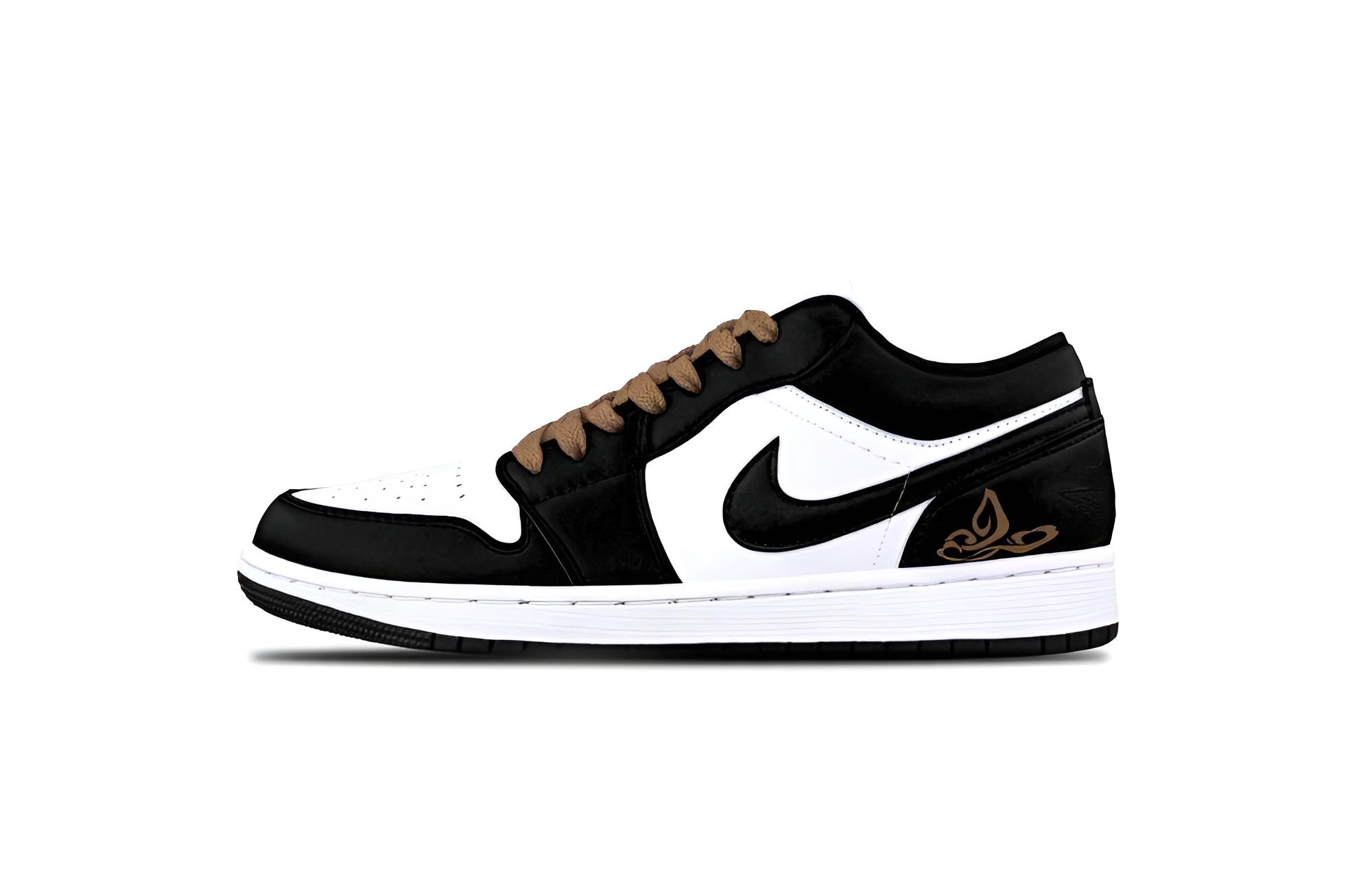Jordan Air Jordan 1 Brown Shadow Tone Cushioning, Wear Resistant Low top Vintage Basketball Shoes Unisex Black White