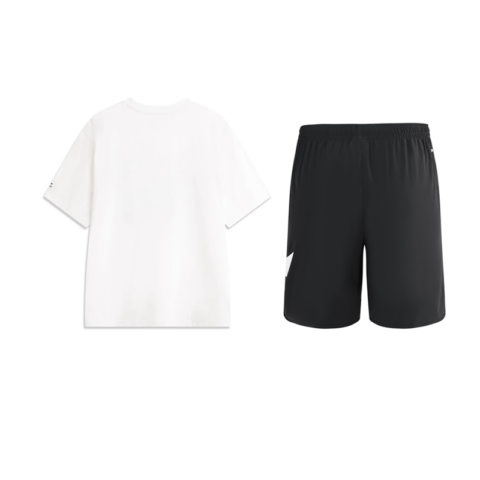 Li Ning SS25 Casual Sportswear Unisex White Top+Black Shorts
