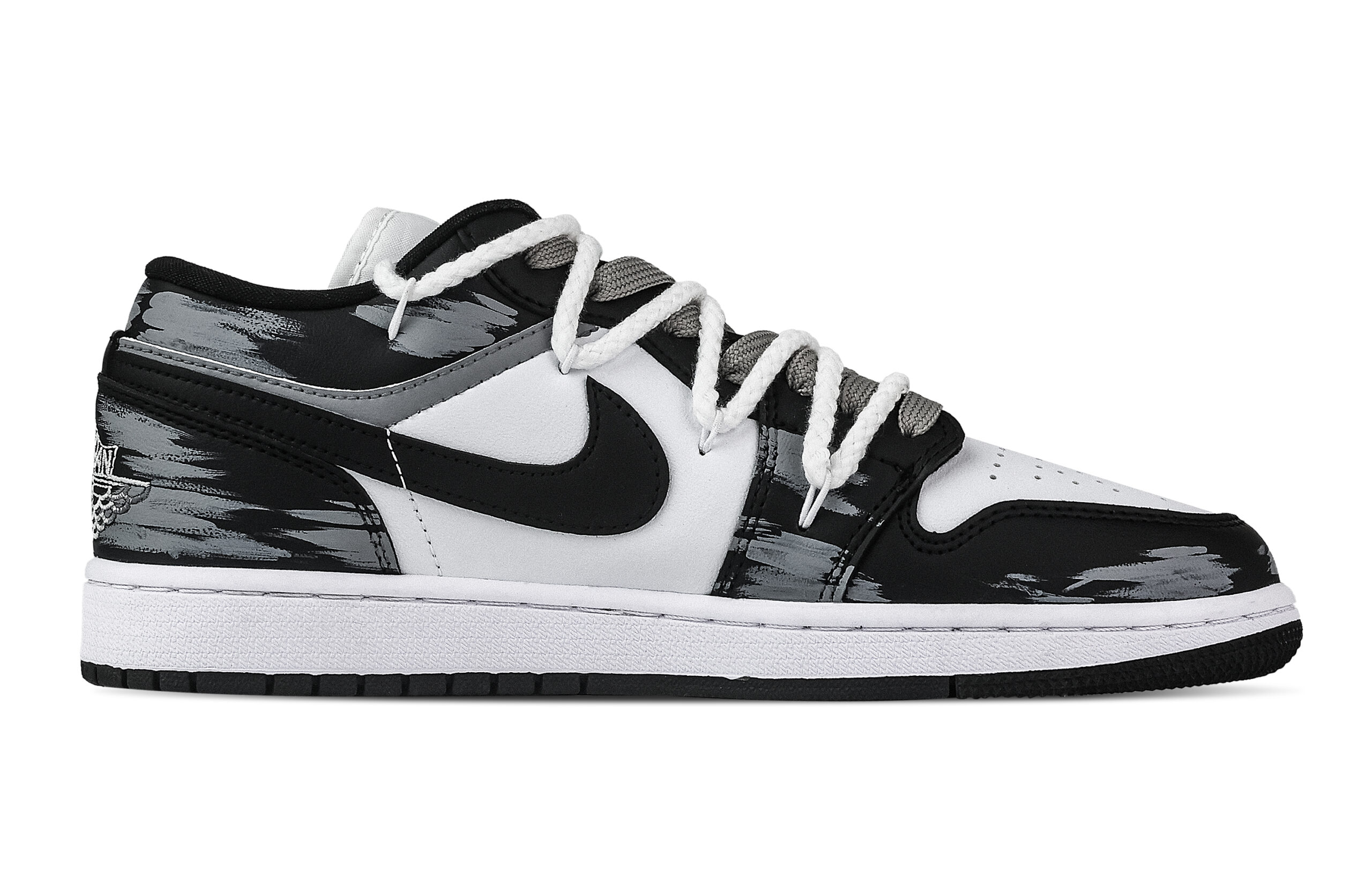 Jordan Air Jordan 1 Rose Branch, Heart Box Low top Vintage Basketball Shoes Unisex Black White Gray