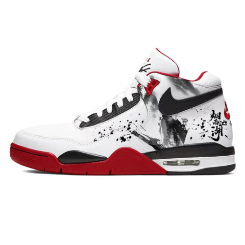 Nike Flight Legacy Cushioning Slip Resistant Abrasion Resistant Mid top Vintage Basketball Shoes Unisex Red White