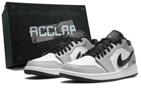 Jordan Air Jordan 1 Lightweight Low top Vintage Basketball Shoes Unisex Concrete Gray