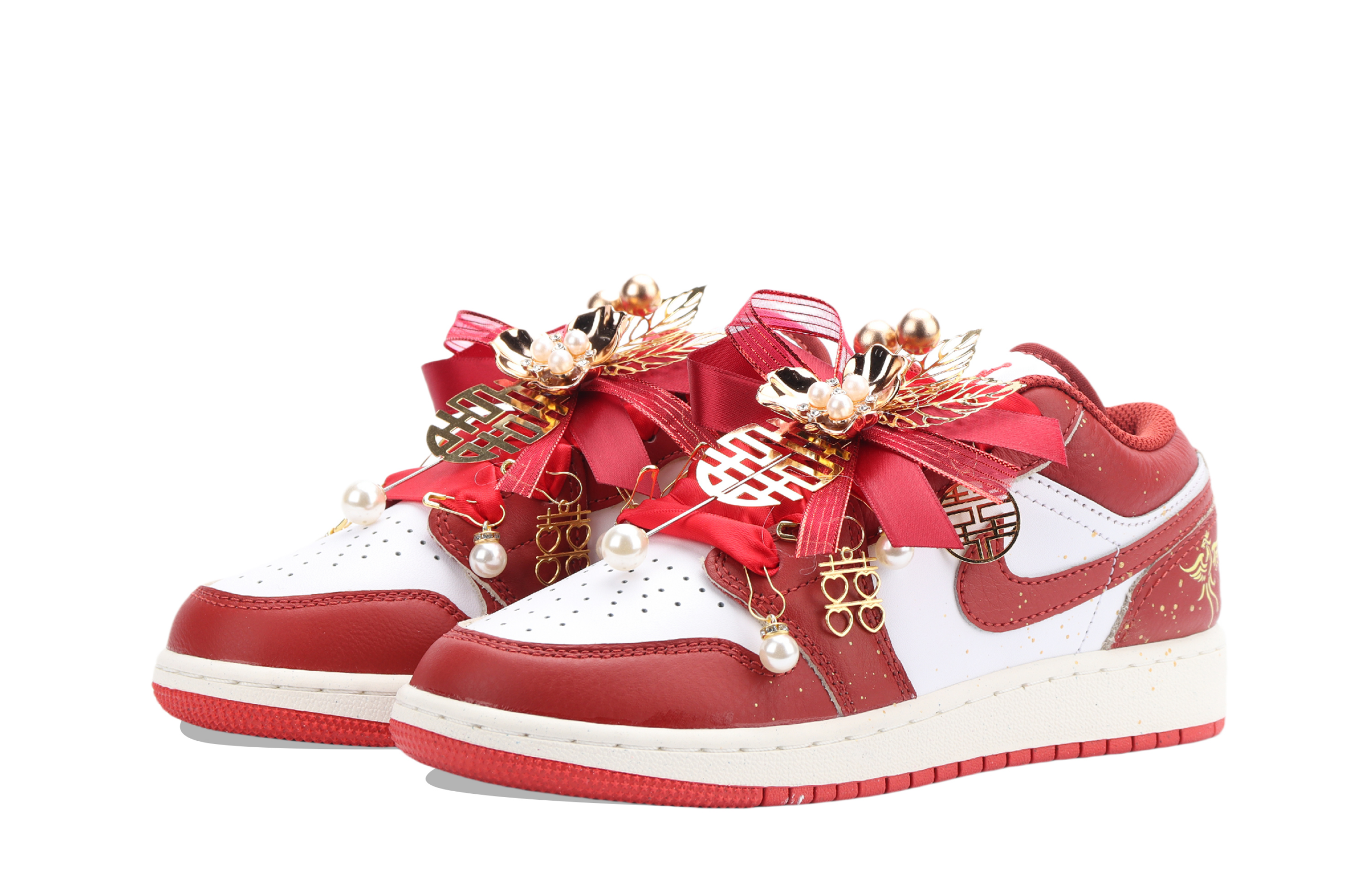 Jordan Air Jordan 1 Phoenix Love, New Chinese Style Cushioning, Wear Resistant Low top Vintage Basketball Shoes Unisex
