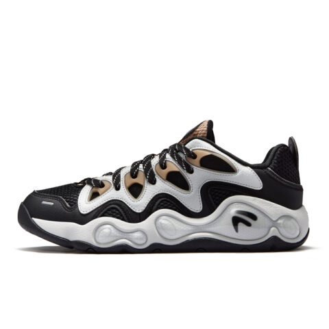FILA FUSION VERTICAL Crack Shoes Textile, Synthetic Leather Low top Vintage Basketball Shoes Men’s Black Silver