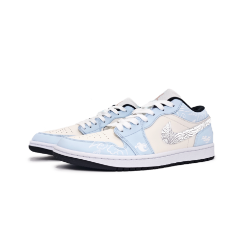 Jordan Air Jordan 1 Cloud Mystic Realm Leather Abrasion Resistant Abrasion Resistant Low top Vintage Basketball Shoes