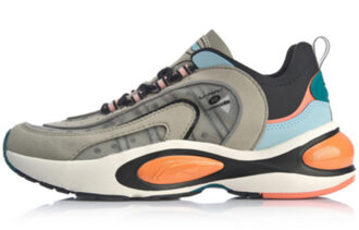 Li Ning V8 Slip Resistant Abrasion Resistant Low top Running Shoes Women's Camel Gray