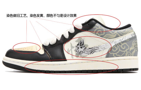Jordan Air Jordan 1 Low Abrasion Resistant Breathable Low top Vintage Basketball Shoes Men’s Black Gray
