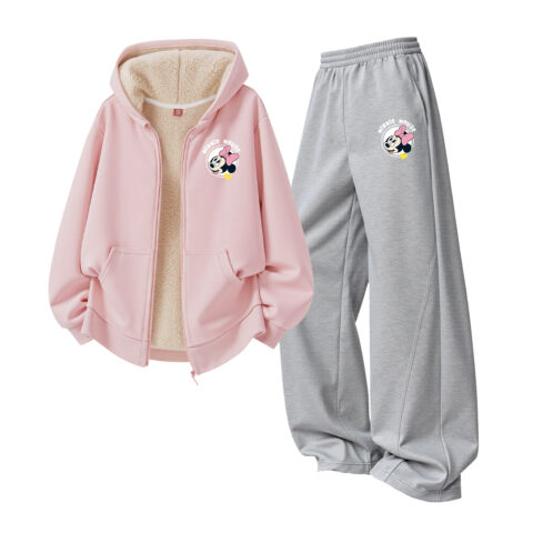Disney Kids Casual Sportswear Crew Neck Thickened And Fleece Lined